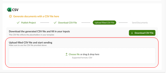 upload filled csv