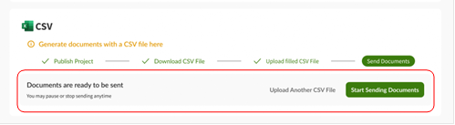 start sending csv documents