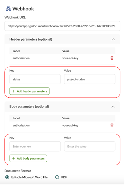 webhook as output destination